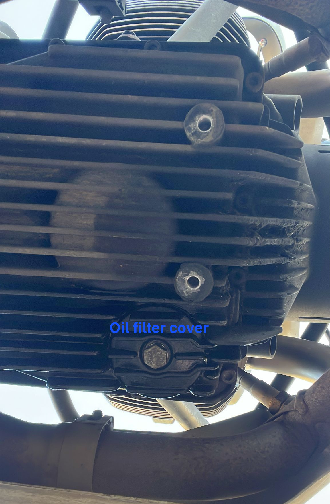 a bottom view of the engine sump