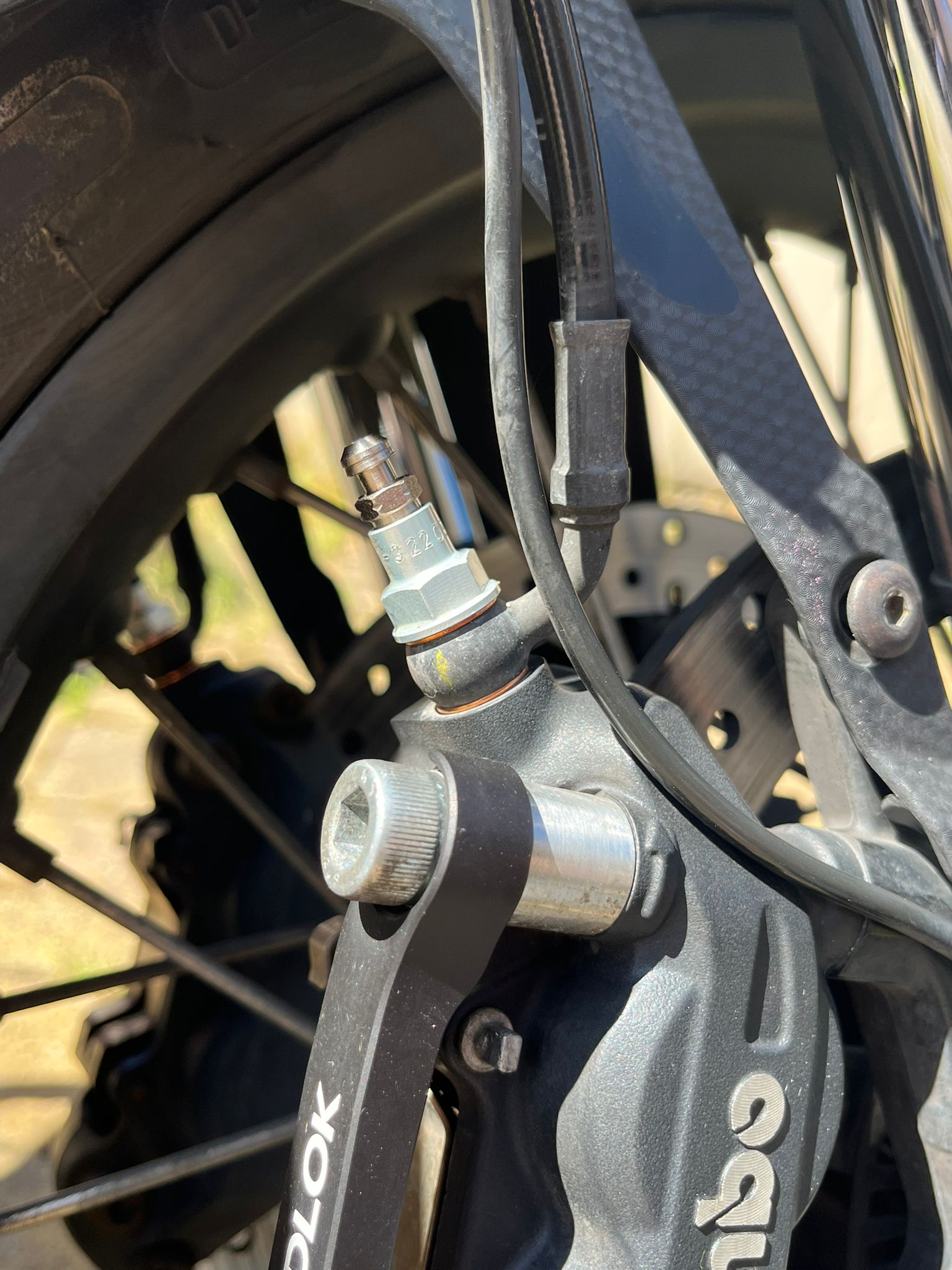 the front brake caliper
